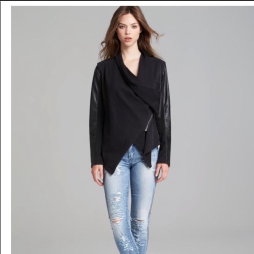 Blank NYC Faux Leather Moto Drape Jacket Size Small
